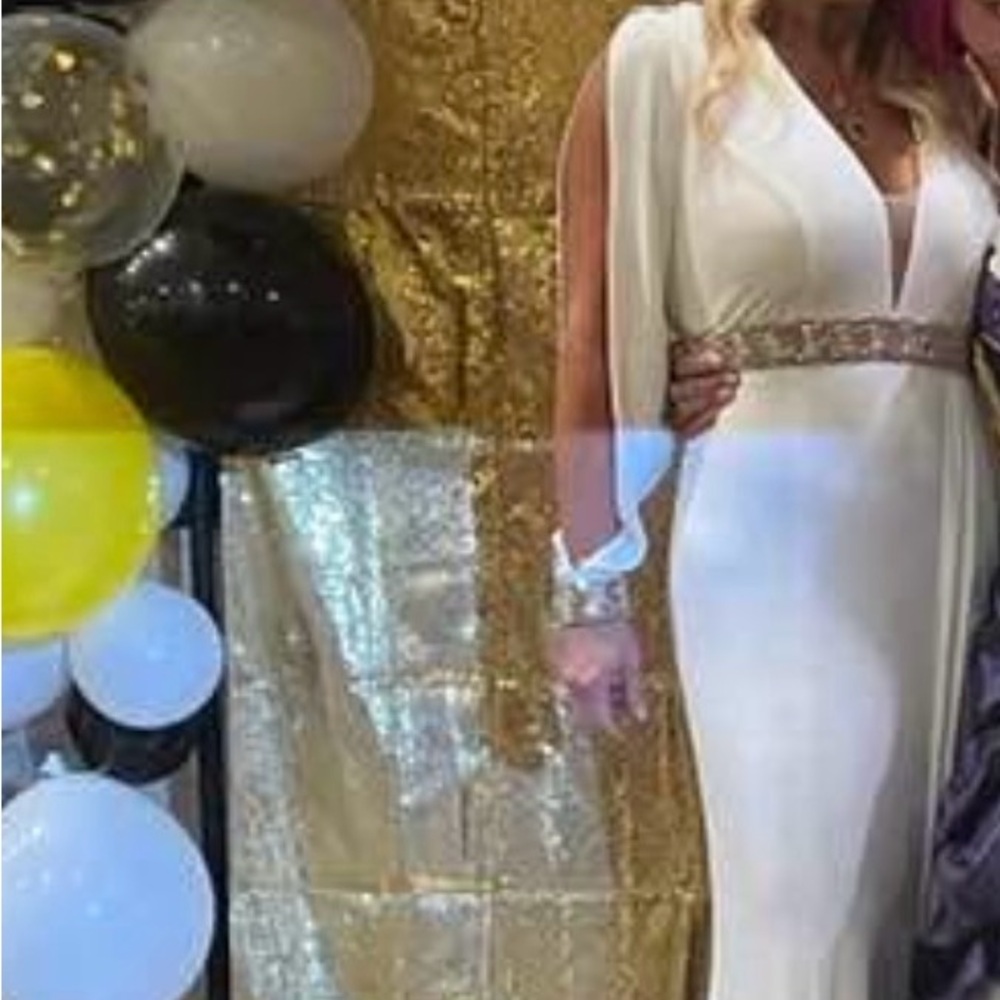 Elegant White Gown with Gold Accents